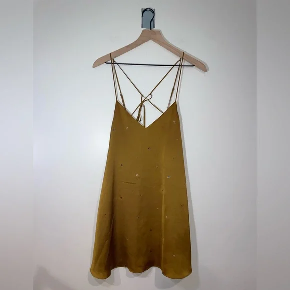 green emerald velvet dress For Love & Lemons Dazzle Me Slip Dress in Gold  Suite 201